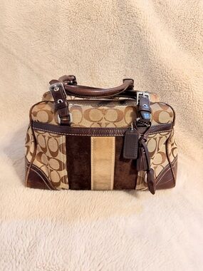 Vintage Coach Hamptons Signature Stripe Satchel